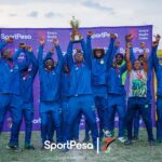 KCB Rugby players celebrate winning the Prinsloo 7s title